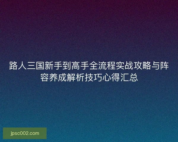 路人三国新手到高手全流程实战攻略与阵容养成解析技巧心得汇总